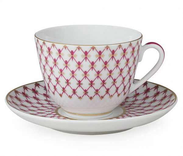 Lomonosov Porcelain Tea Cup Set Spring Red Net 7.8 oz/230ml