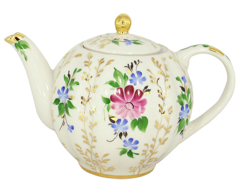 Lomonosov Porcelain Tea Pot Tulip Golden Grasses 3 Cups 20 oz/600 ml