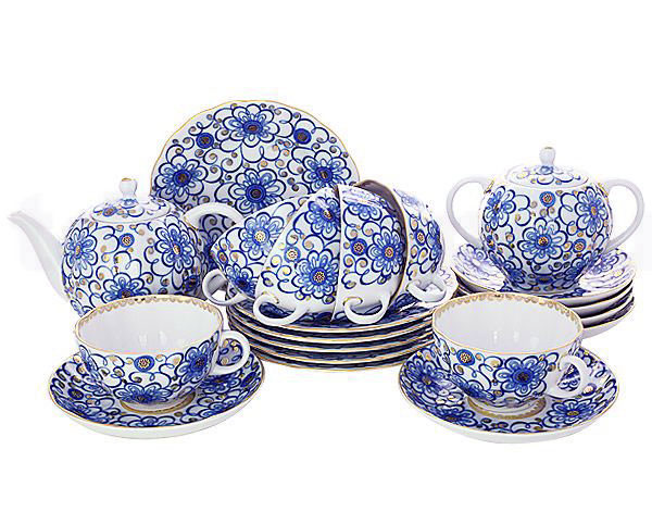 Lomonosov Porcelain Tea Set Tulip Bindweed 6/20