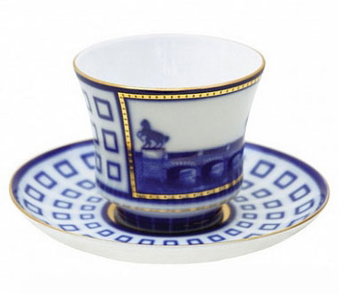 Lomonosov Porcelain Tea Set Cup and Saucer Anichkov Bridge 7.4 oz/220 ml