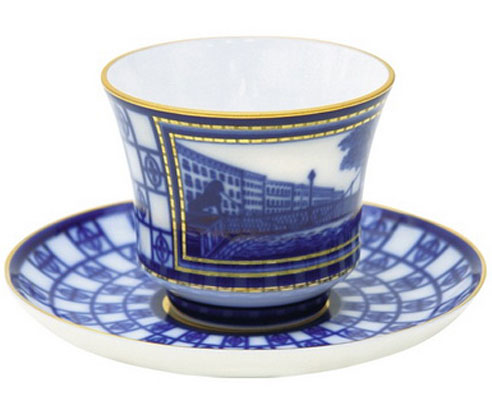 Lomonosov Porcelain Tea Set Cup and Saucer Banquet Lion Bridge 7.4 oz/220 ml