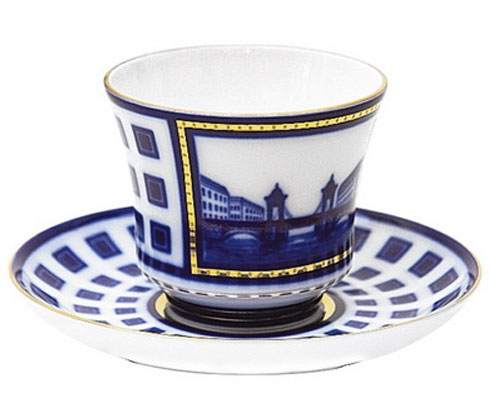 Lomonosov Porcelain Tea Set Cup abd Saucer Lomonosov Bridge 7.4 oz/220 ml