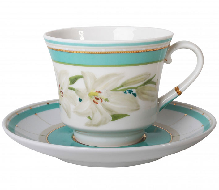 Lomonosov Porcelain Tea Set Cup and Saucer Banquet North Aurora 7.4 oz/220 ml