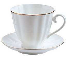 Bone China Tea Set Cup and Saucer Carnation Golden Edge 6.8 oz/200 ml