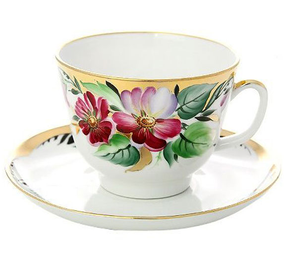 Lomonosov Porcelain Tea Set Cup and Saucer Gift Hope 12.7 oz/375 ml