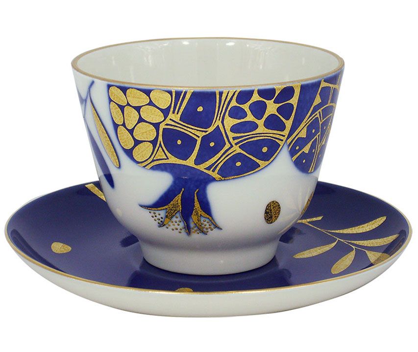 Lomonosov Porcelain Tea Set Cup and Saucer Golden Pomegranate 18.8 fl.oz/350 ml 