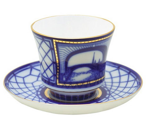 Lomonosov Porcelain Tea Set Cup and Saucer Hermitage Bridge 7.4 oz/220ml