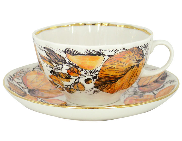  Lomonosov Porcelain Tea Set Cup and Saucer Tulip My Garden 8.45 oz/250 ml