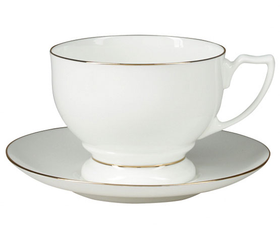 Bone China Tea Set Cup and Saucer Pearl Golden Ribbon 11.5 oz/340 ml