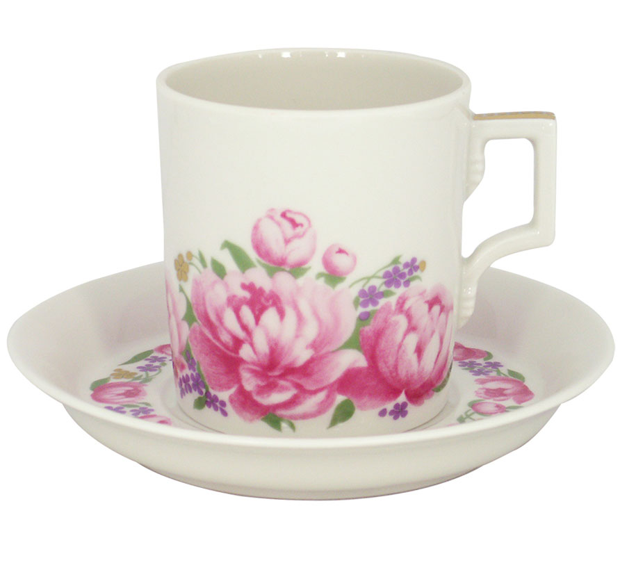 Lomonosov Porcelain Tea Set Cup and Saucer Romantic Date 7.4 oz/220 ml