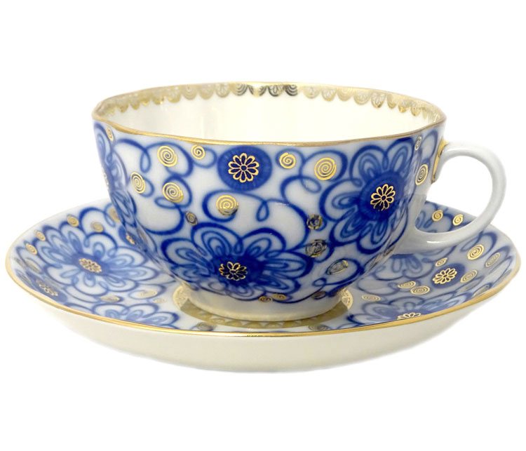 Lomonosov Porcelain Tea Set Cup and Saucer Tulip Bindweed 8.45 oz/250 ml