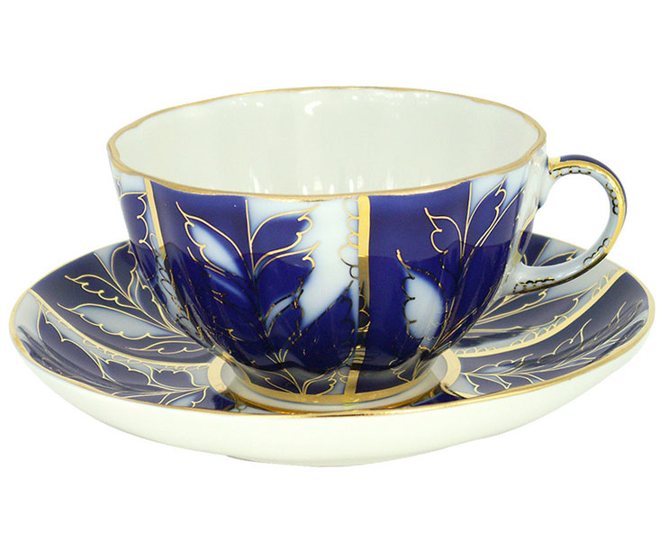 Lomonosov Porcelain Tea Set Cup and Saucer Tulip Winter Night