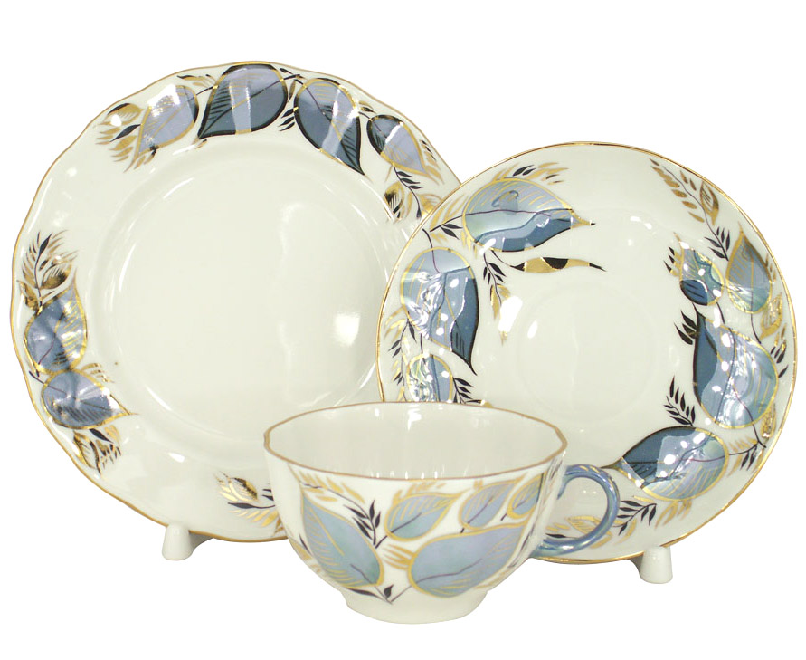 Lomonosov Porcelain Tea Set 3pc Tulip Moonlight 8.45 oz/250 ml