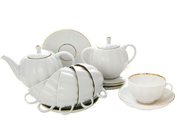Lomonosov Porcelain Tea Set Tulip Snow White 6/20