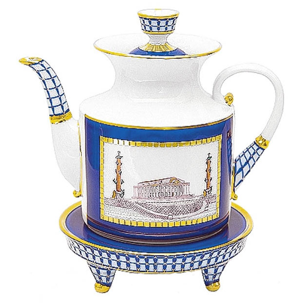 Lomonosov Porcelain Teapot Banquet Petersburg 11 Cups 75.1 oz/2220 ml