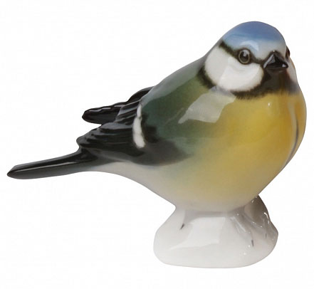 Titmouse Blue-Headed Bird Lomonosov Porcelain Figurine