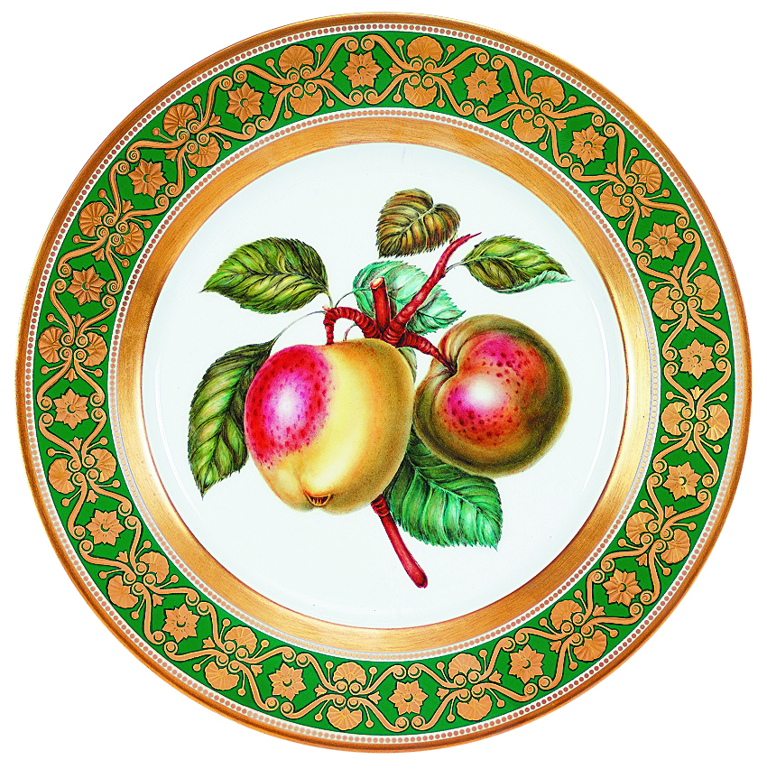 Decorative Wall Plate Golden Apples 10.4"/265 mm Lomonosov Porcelain