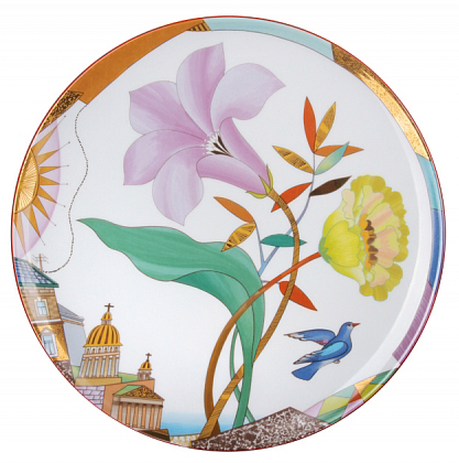 Decorative Wall Plate Lilac Evening 10.8"/275 mm Lomonosov Porcelain