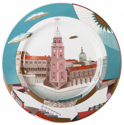 Decorative Wall Plate Nevsky av. St.Petersburg 10.4"/265 mm Lomonosov Porcelain