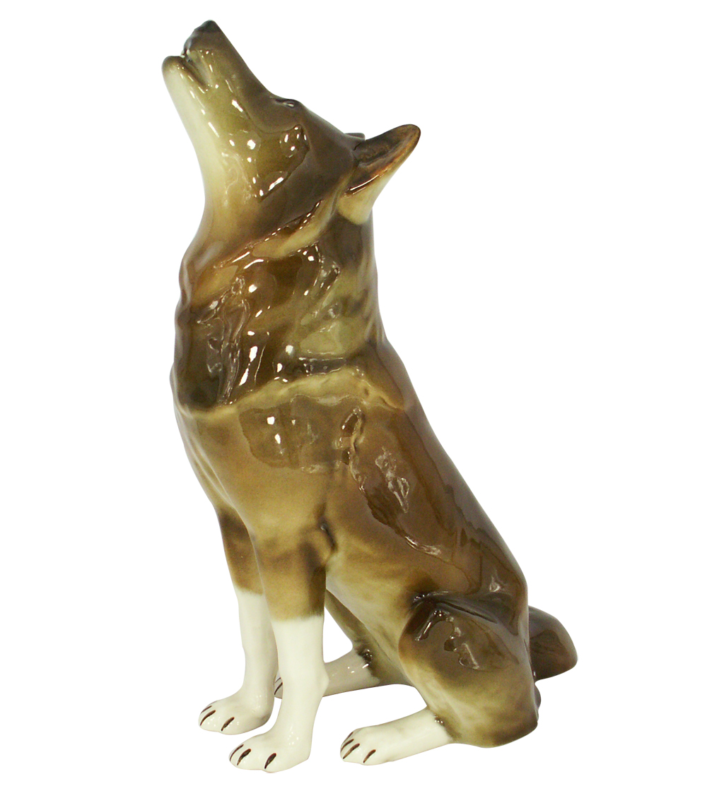 Wolf Sitting Lomonosov Porcelain Figurine