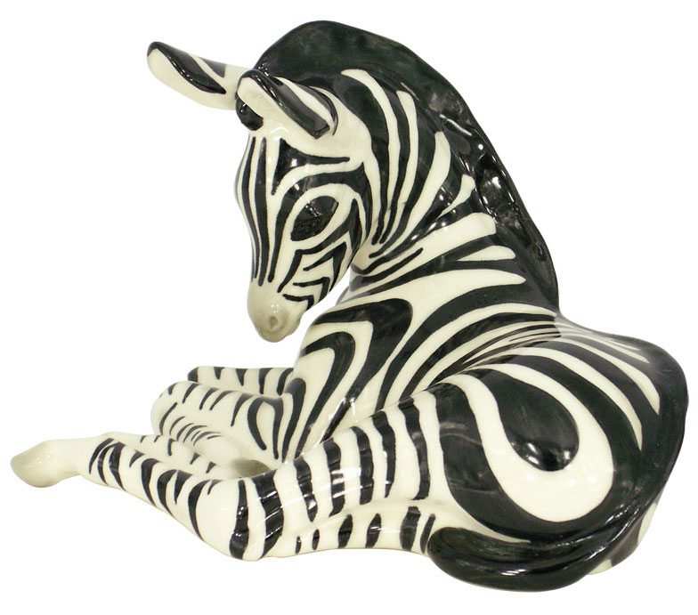 Zebra Relaxing Lomonosov Porcelain Figurine