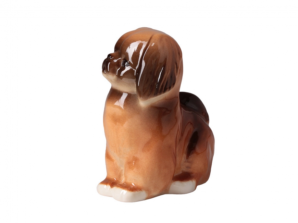 Pekingese Dog Brown Colored Lomonosov Figurine