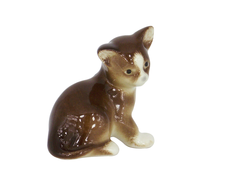 Kitten Cat Brown Lomonosov Porcelain Figurine