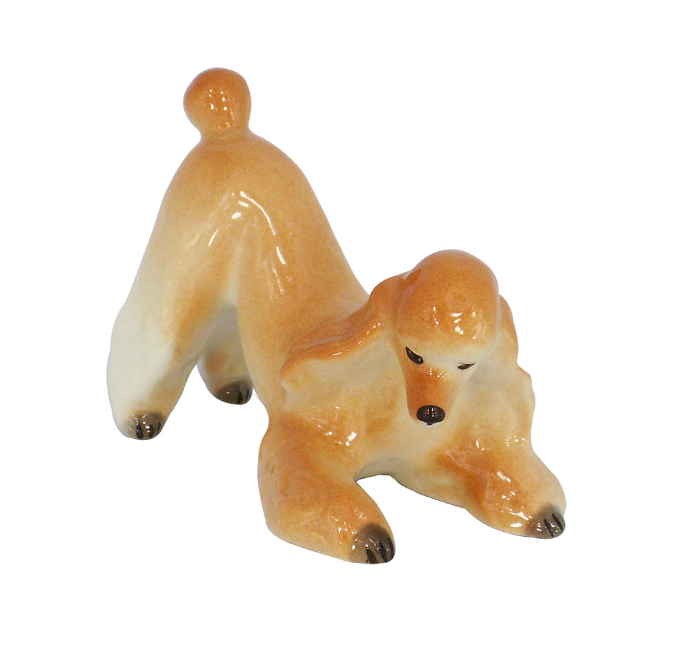 Poodle Apricot Colored Playing Dog Lomonosov Figurine