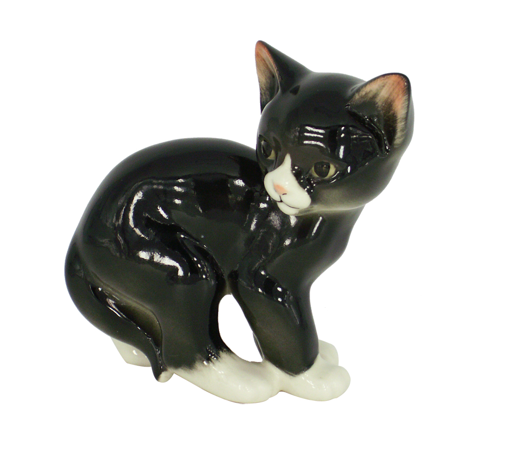 Cat Kitty Black Lomonosov Porcelain Figurine