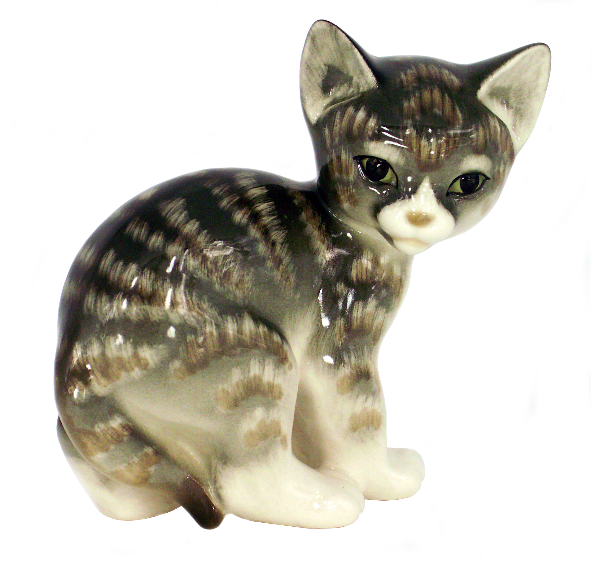 Cat Kitty Gray Striped Lomonosov Porcelain Figurine
