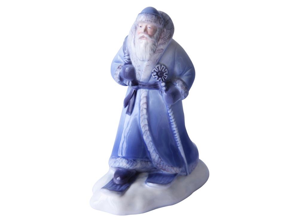 Lomonosov Porcelain Christmas New Year Figurine Blue Santa Claus