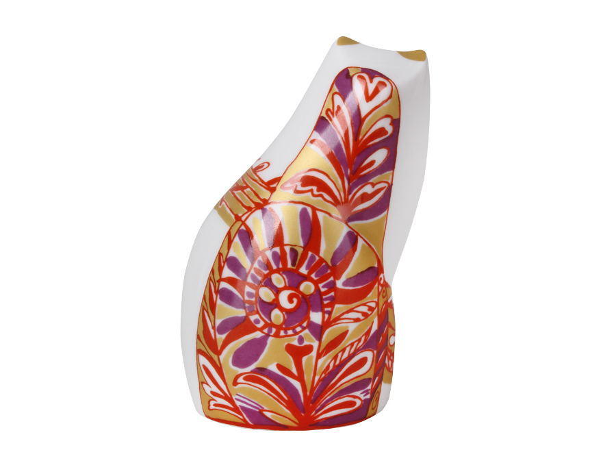 Stylized Cat Sitting Lomonosov Porcelain Figurine