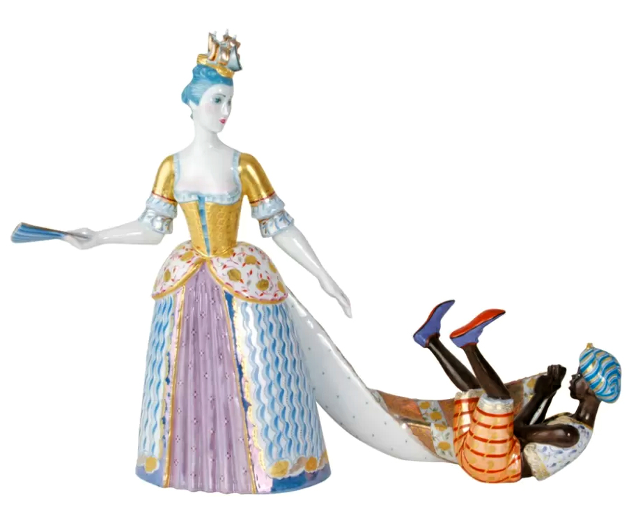 Lady with Arapchonk Lomonosov Porcelain Figurine