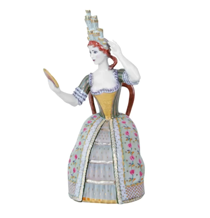 Lady with Mirror Figurine Lomonosov Porcelain