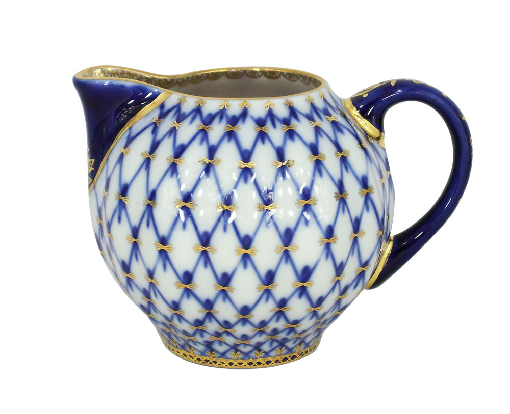 Lomonosov Porcelain Creamer Cobalt Net Tulip 11.8 fl.oz/350 ml