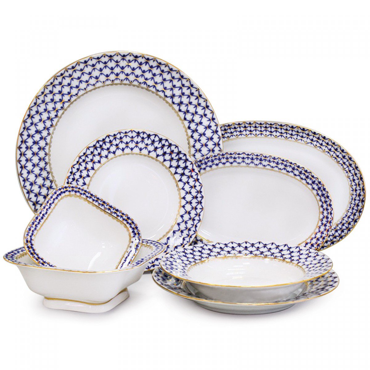 Lomonosov Porcelain Dinner Set Cobalt Net 24 items Youth
