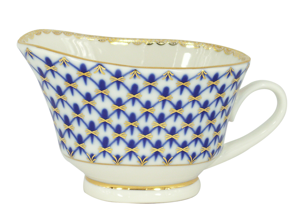 Lomonosov Porcelain Gravy Boat Cobalt Net 6.76 fl.oz/200 ml