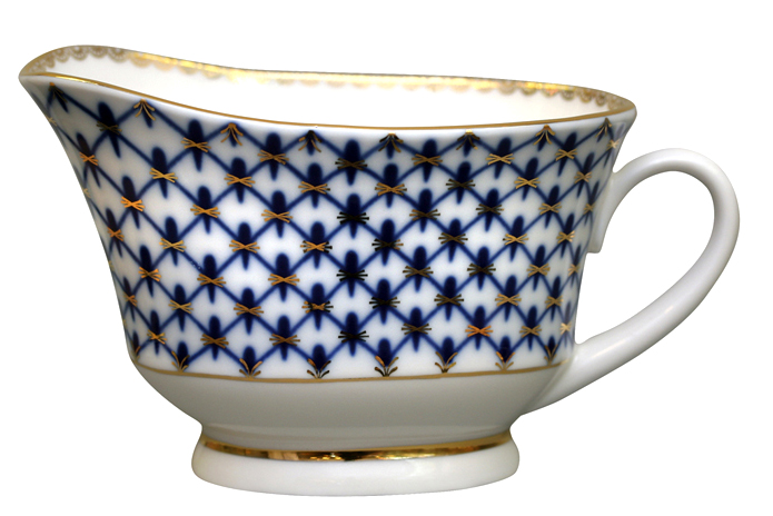 Lomonosov Porcelain Gravy Boat Cobalt Net 13.5 fl.oz/400 ml
