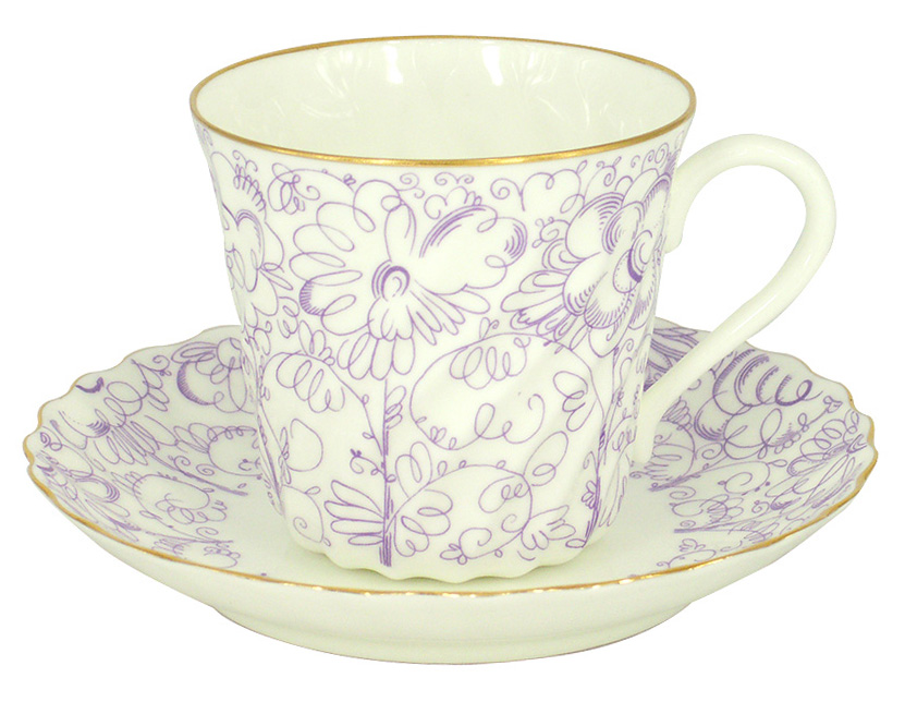 Bone China Twist Tea Cup and Saucer Little Garden 5.24 fl.oz/155ml