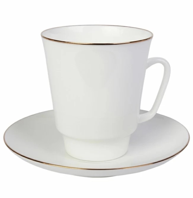 Bone China Cup and Saucer May Golden Edge  5.6 fl.oz/165 ml 2 pc