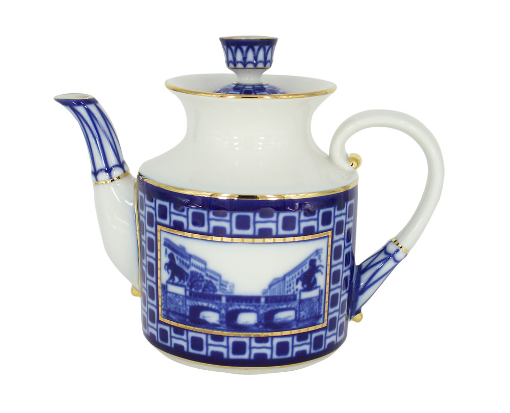 Lomonosov Porcelain Teapot Bridges of Petersburg 4 Cups 29.1 oz/860 ml