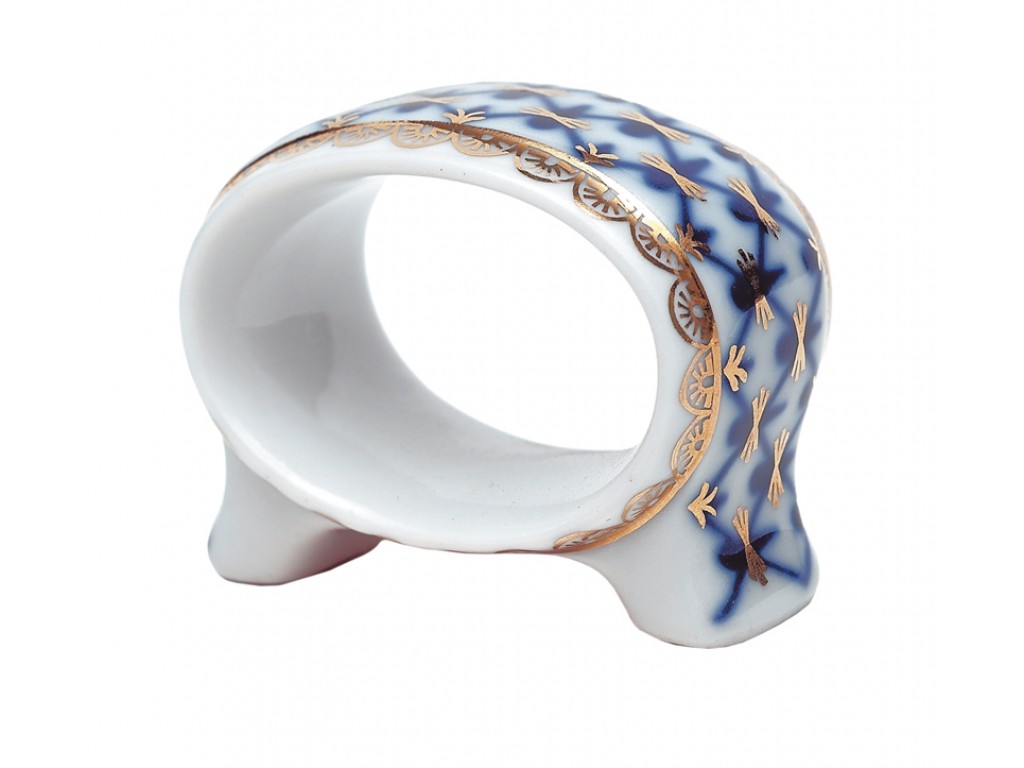 Lomonosov Porcelain Napkin Ring Cobalt Net