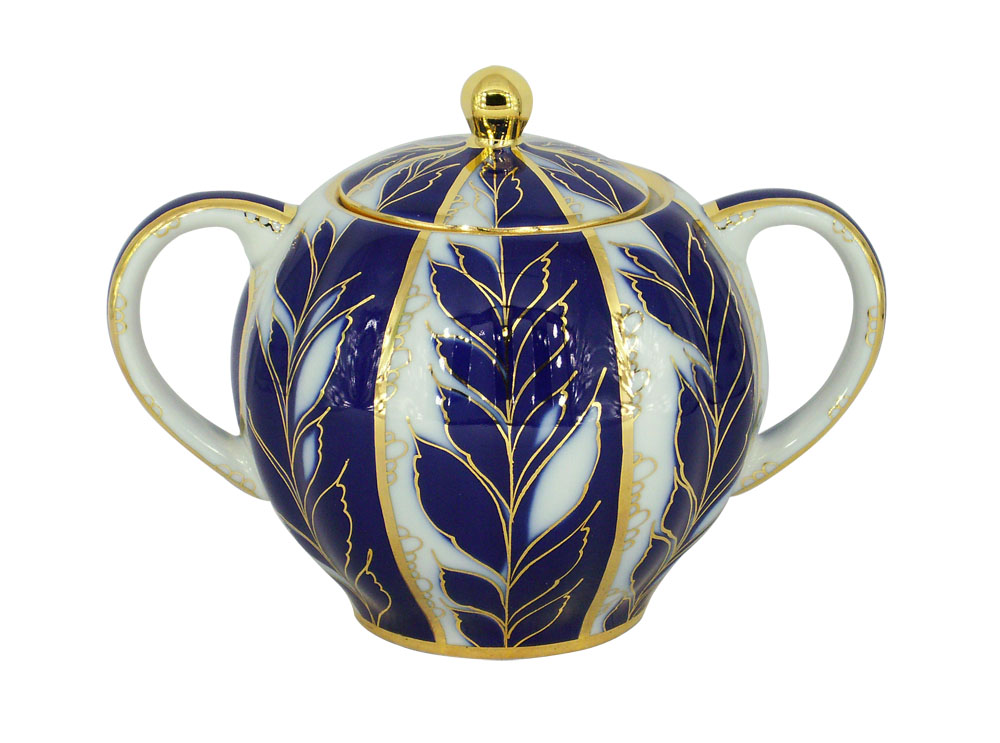 Lomonosov Porcelain Sugar Bowl Tulip Winter Night 15 oz/450 ml