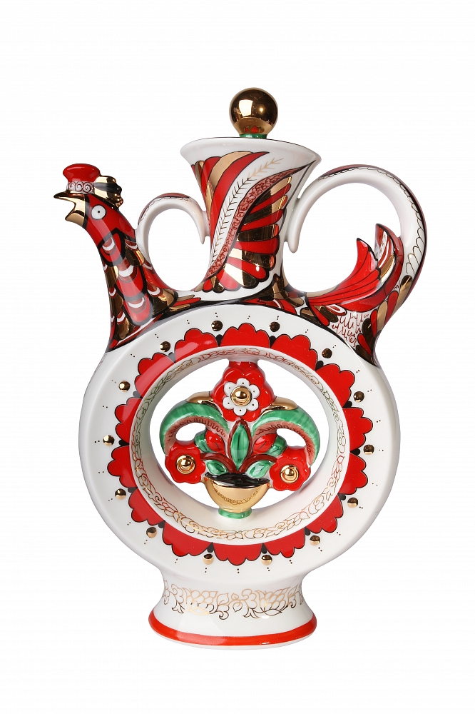 Lomonosov Porcelain Whiskey/Vodka Decanter Scarlet Flower 18.6 fl.oz/550 ml