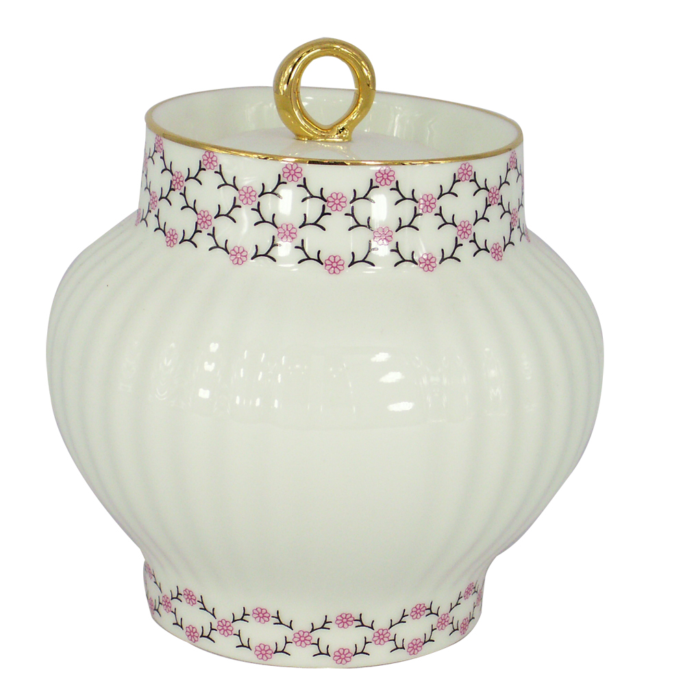 Lomonosov Porcelain Sugar Bowl Wave Pink Net 13.9 oz/390 ml