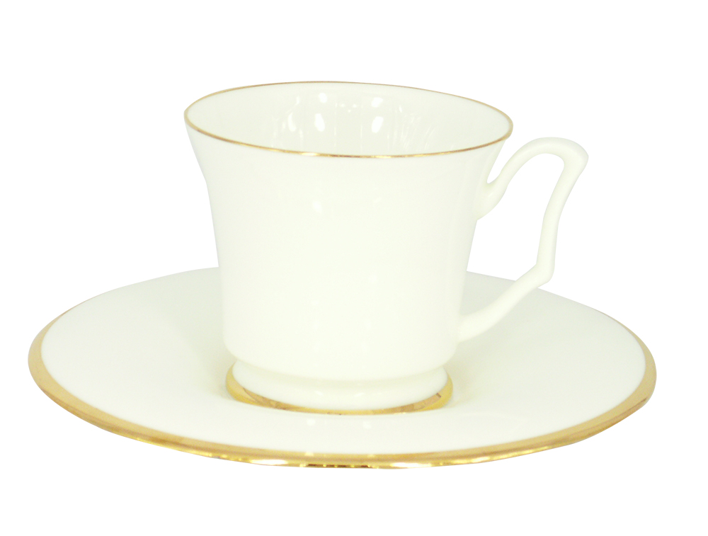 Lomonosov Porcelain Bone China Tea Cup Yulia Gold Ribbon 7 oz/210 ml