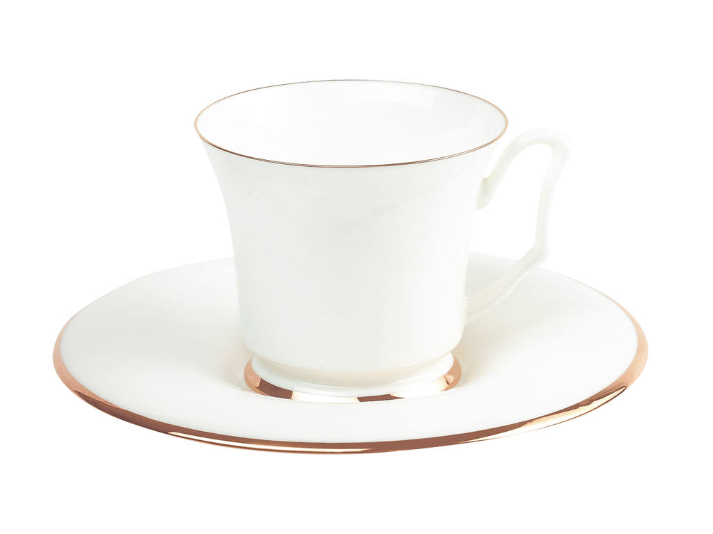 Lomonosov Porcelain Bone China Coffee Cup Yulia Golden Ribbon 4.9 oz