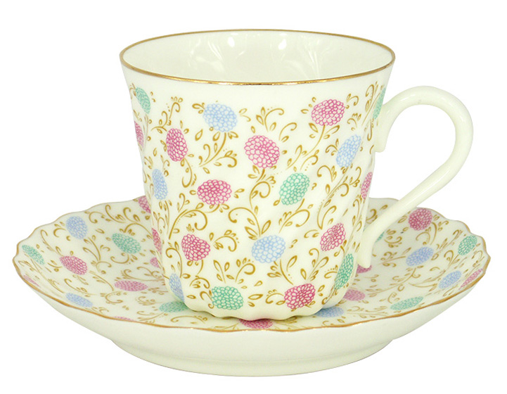 Bone China Twist Tea Cup and Saucer Сhrysanthemum 5.24 fl.oz/155ml