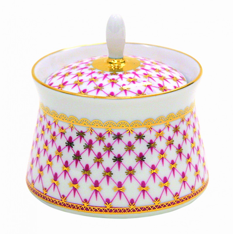 Lomonosov Porcelain Sugar Bowl Youth Red Net Blues 6.8 oz/200ml