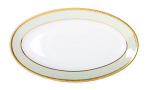 Lomonosov Porcelain Oval Platter Jade Background 9.2"/240 mm